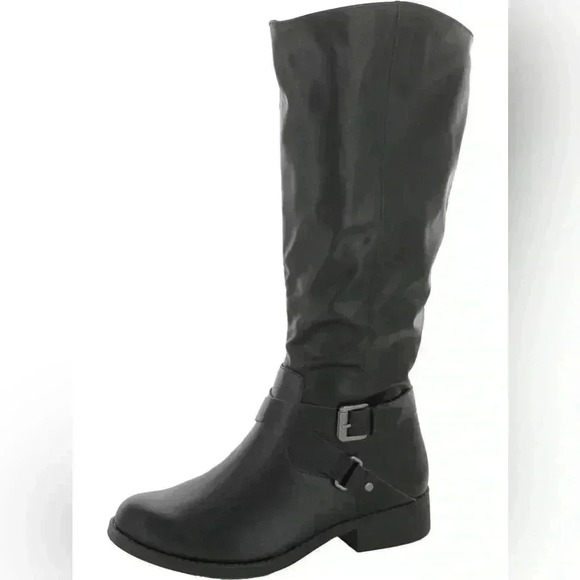 Style & Co Marliee Womens Faux Leather Wide Calf Motorcycle Boots Size 7M WC - Picture 1 of 10